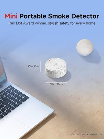 Heiman Carbon Monoxide Detector, Nano-Sized Portable CO Alarm Battery Powered, ETL Listed, 10-Year Battery Figaro Sensor, Test-Reset Button, Small CO Monitor for Travel RV Home,UL2034 Standards
