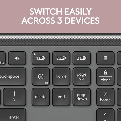 Logitech Signature Slim K950 Wireless Keyboard, Sleek Design, Switch Typing Between Devices, Quiet Typing, Bluetooth, Multi-OS, Windows, Mac, Chrome - Graphite