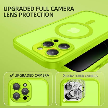 BERFY Magnetic for iPhone 14 Pro Max Case,Compatible with MagSafe,Built-in Privacy Screen Protector and Upgraded Camera Protection,Anti-Spy Full Body Shockproof Phone Case for 14 Pro Max, Bright Green