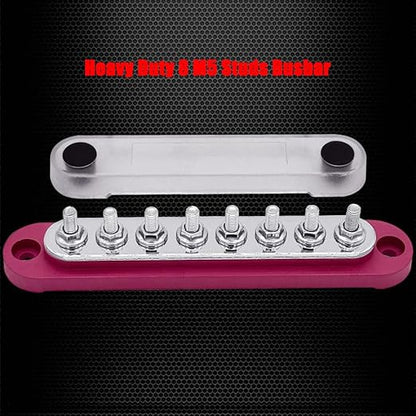 8 x M5 (#10) Studs Power Distribution Block Bus Bar 12V, Ampper 5.9" HD 120A Marine BusBar Battery Distribution Block W/Cover for Car Boat Solar (Red)
