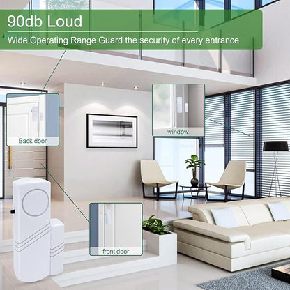 Door Window Alarm, 90dB Door Alarms Sensor for Kids Safety, Home Security, Door Window Burglar Alarm, Window Pool Alarms for Home, Apartments, Offices, Hotel Rooms (6pack)