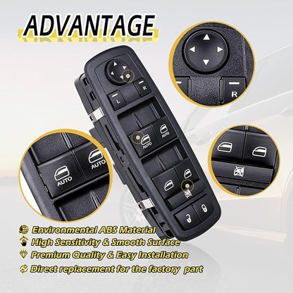 Vurkcy Driver Side Power Window Switch Door Lock Control Button Compatible with 2009 2010 2011 2012 Dodge RAM 1500/2500/ 3500 Quad & Crew Cab Pickup, Double Auto Buttons Replaces 4602863AB, 4602863AC