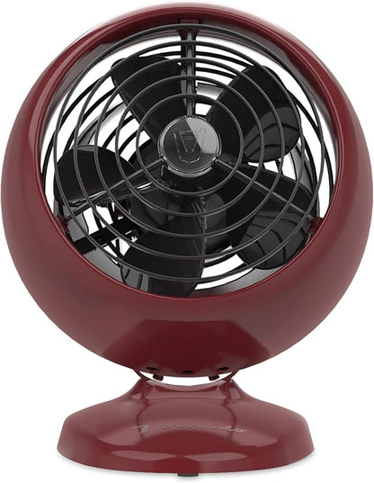 Vornado VFAN™ Mini Fan, Classic Vintage Fan, Retro Metal Air Circulator, For Desk & Bedside, 2 Speeds, Adjustable Tilt, Personal Cooling with Targeted Airflow, Quiet, Claret