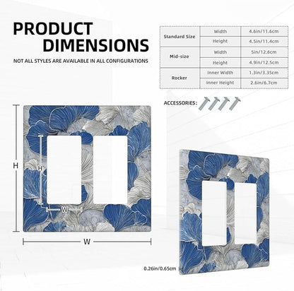 Bvtewkhz Abstract Blue Marble Plant Leaves 2 Gang Double Rocker Decorative Light Switch Covers Electrical Faceplate Switch Plates for Bathroom Kitchen Home