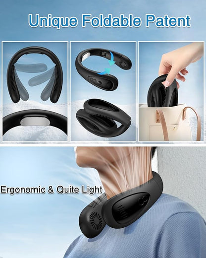 GAITIR Neck Air Conditioner, Portable Neck Fan with Cooling Plate 360°Cooling Airflow, 5000mah Rechargeable USB Fan Hands Free Bladeless Wearable Foldable Mini Fan for Men Women Home Office Outdoor