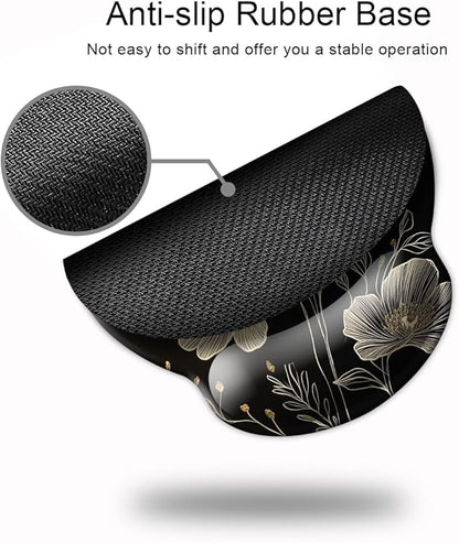 Ergonomic Mouse Pad with Wrist Support,Mouse Pad with Wrist Rest,Relieve Wrist Pain Mousepad Non-Slip Rubber Base,Mouse Pads for Desk,Computers,Laptop,Office,Home,Accessories Aesthetic Flowers