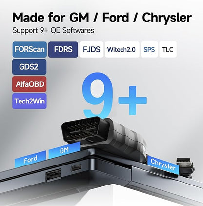 TOPDON 3-in-1 High-Speed USB OBD2 Adapter for FORScan, RLink J2534 Reprogramming Tool for GM/Ford/Chrysler, J2534 Pass-Thru Programmer, OEM Diagnostic Tool, Supports J2534/CAN FD, RLink X3