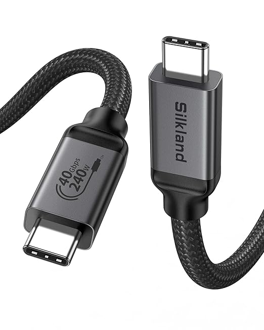 Silkland USB 4 Cable [USB-IF Certified] for Thunderbolt 4 Cable 3.3FT, 40Gbps Data Sync, 8K/5K@60Hz, 240W, USB C Thunderbolt Cable 1M, Compatible for MacBook, SSD, iPhone 17/16, Docking, eGPU, Monitor