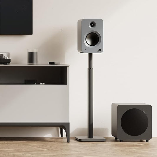 Kanto SPH Universal Height Adjustable Floor Speaker Stands for Bookshelf Speakers up to 30 lb (13.6 kg) | 24”-42” Height Adjustment | Internal Cable Management | Pair | Black