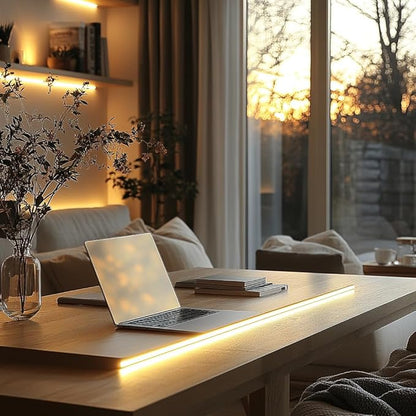 UVTaoYuan Short Led Strip Lights 5V USB LEDs Display Cabinet Lighting USB 8mm Small COB LED Strip Light 4000K Warm White Not Dimmable Flexible led for Home DIY TV Lights Indoor Use (3.28FT /1M)