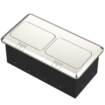 KYHSHJ Dual Pop-Up Floor Electrical Outlet Box Kit，20 Amp Stainless Steel USB TR Receptacle Outlet，3-Port RJ45 Datacom Receptacle，Waterproof Gasket with IP44 Waterproof Rating, Stainless Steel Color