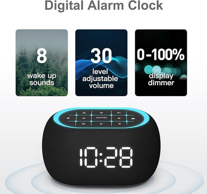ANJANK Alarm Clock FM Radio with Bluetooth Speaker, Hi-Fi Stereo Sound, 7 Clolors Night Light, 0-100% Dimmer,8 Wake Up Sounds,16-Level Volume, Small Digital Clock with Sleep Timer for Bedroom Bedside