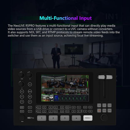 SPROLINK Neolive R5PRO Professional Live Streaming Switcher, 5.5-inch Screen, Dual 4K HDMI Input, Support AUX and PGM Output, Multi-Functional Video Mixer (NeoLIVE-R5PRO)