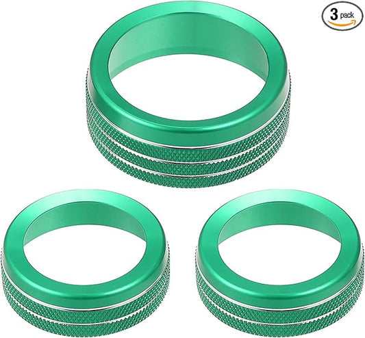 A ABSOPRO Car Air Conditioner Knobs Decals AC Radio Switch Knob Cover for Dodge Durango 2014-2020 for Jeep Cherokee Grand Cherokee 2014-2021 Green (Set of 3)