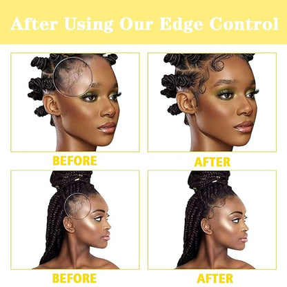 8.25 OZ Edge Control Wax for Women, Non-greasy Edge Smoother for Back Hair Extreme Hold Pack, Water-based Gel for All Hair Types, No Flaking, Extra Hold (Pineapple)