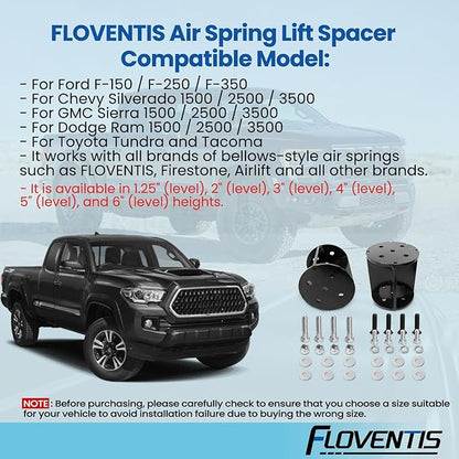 FLOVENTIS 5" Straight Air Helper Spring Spacer, Heavy-Duty Steel Compatible with Ford F150/F250/F350, Chevy, GMC, Ram, Toyota Air Springs Lift Spacer (7X1271)