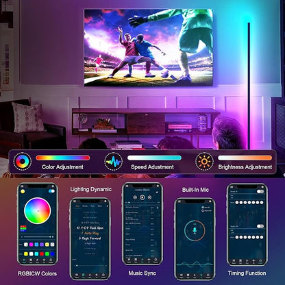Tyute LED Corner Floor Lamp, 68+ Scenes, 16 Million Colors Corner Light with App & Remote Control, 65” Smart RGB Ambient Lighting with Music Sync, Mood Lighting for Bedroom, Living Room, Gaming Room