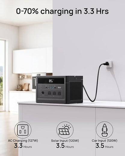 Portable Power Station 600W (1200W Surge), 576Wh LiFePO4 Battery, 100W USB-C PD Fast Charg, Solar Generator for Home Emergency, Camping, RV
