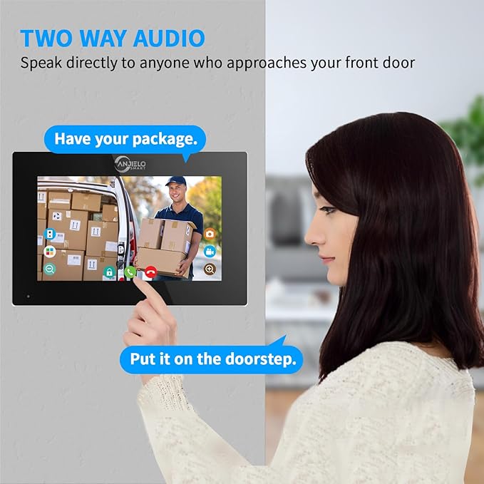 Wired Apartment Video Intercom System,1080P HD Video Doorbell, Compatible with 4 Units 7-inch Touchscreen,Supports Motion Detection,Two-Way Audio,Tuya Smart Home