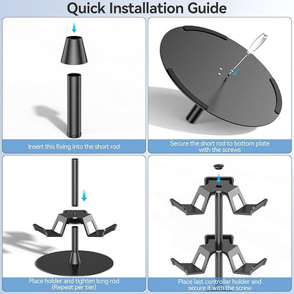 Kosker Headset Stand 3 Tiers for Desk, Rotatable Gaming Controller Stand for PS5/PS4/Xbox/Switch2/PS Portal/Phone, Universal PC Gamer Gift Accessory Controller/Headphone Holder for 9 Packs Controller