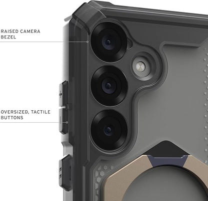 URBAN ARMOR GEAR UAG for Samsung Galaxy S25 Case 6.2" with Kickstand Plasma XTE - Compatible with Magnetic Charging Transparent Rugged Military Drop Tested Protective Cover, Ash/Titanium