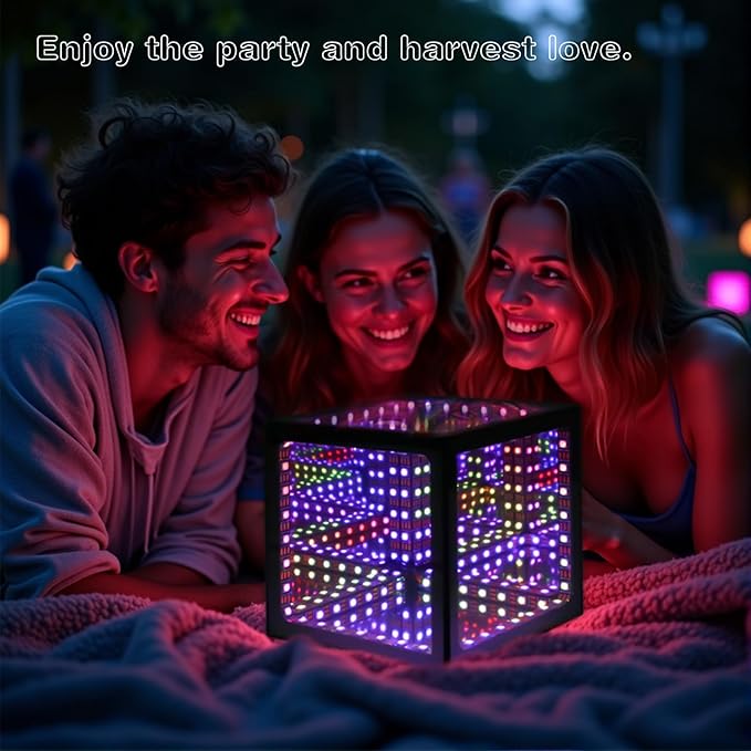 Heepulor Infinity Hyper Cube LED Table Lamp, Color-Changing Music-Sync APP-Controlled Ambient Light for Gaming, Party, Home (6 Inchs)
