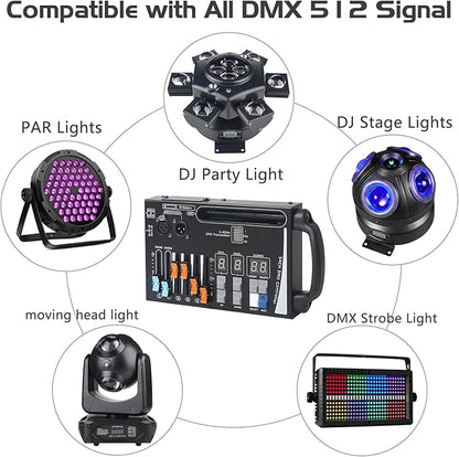 DMX Lighting Console, 54 Channels DMX Controller for dj Lights,Compatible with 2.4g DMX Wireless Receiving Devices