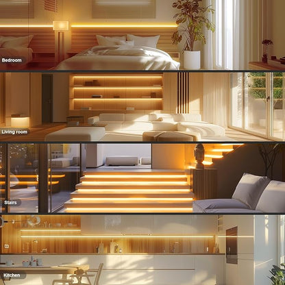 BUNACET COB LED Strip Lights, Bright COB LED Lights 20ft LED 3000K Cool White Dimmable LED with RF Remote Under Cabinet Lighting for Bedroom Counter Kitchen