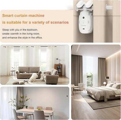 Automatic Curtain Opener - Gifts for Women and Men, Smart Curtain Opener with Remote for Roman/U/T Rails, Bluetooth Curtain Opener with App/Timer, Compatible with Alexa and Google Home