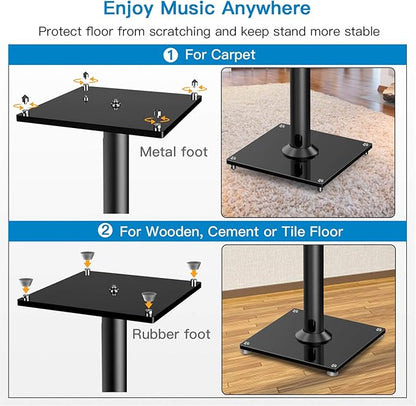 PERLESMITH Universal Floor Speaker Stands for Surround Sound up to 22LB, 27.56 Inch Bookshelf Speaker Stand for Klipsch, Polk, Yamaha & Other Large Satellite, Bookshelf Speakers, Studio Monitors,1 P