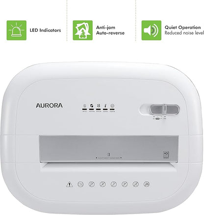 Aurora Professional Grade 10-Sheet High Security Micro-Cut Paper and Credit Card Shredder/ 60 Minutes/Security Level P-5, White