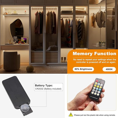 PAUTIX RF Remote Dimmer CCT Tunable COB LED Strip Lights,17-Key Wireless Remote and Controller DC 5-24V for CCT COB LED Tape Lights,Timer Function