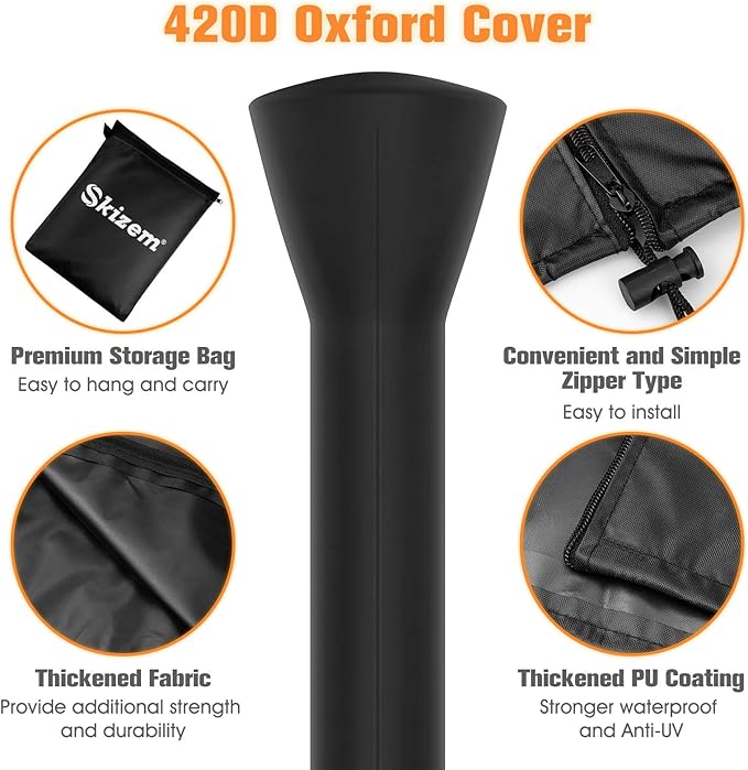 2 Pack Skizem Outdoor Patio Heater Covers with Zipper,Upgraded 420D Oxford Fabric with PU Coating Material,100% Waterproof Windproof Anti-UV Snow-Poof,36 Months of Use 89'' H x 33" D x 19" B
