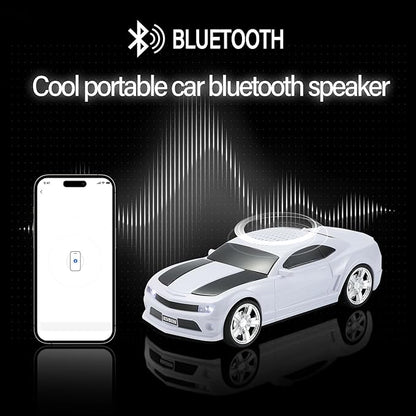 WSTER Sports Car Model Bluetooth Speaker with Stereo Sound, TWS Pairing, LED Party Lights, USB/TF Playback, Movable Wheels, Unique Retro Car Gifts (White)