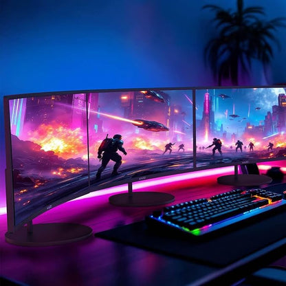 Kado Triple Monitor Setup - 3-Pack 24" Curved 1920x1080 Computer Monitor 1500R 75Hz VESA Mount HDMI Office Gaming Hybrid Built-in Speakers (C24X Trio Series)