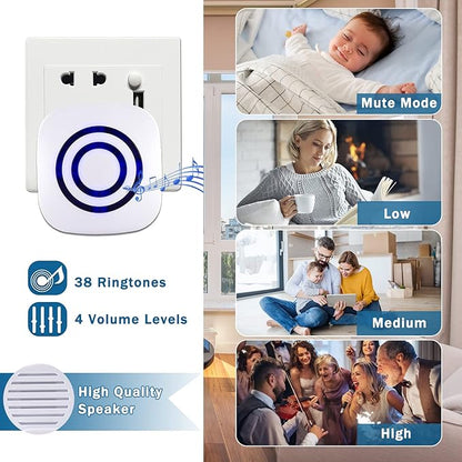 Motion Sensor Alarm - Seanme Wireless Driveway Alarm 100m Long Distance Signal Transmission, Home Security Alarm System Motion Sensor Doorbell with 38 Chime Tunes (1 reciver and 2 Sensor)