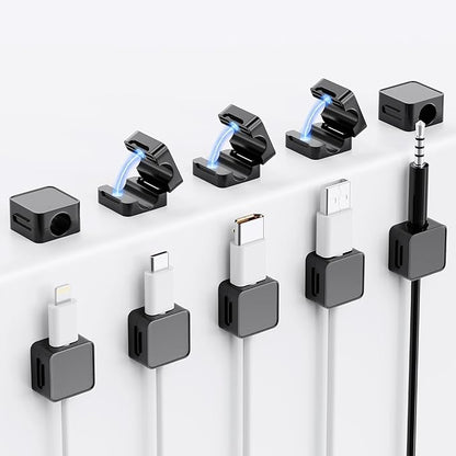 10 Pack Magnetic Cord Organizer Holder, Adjustable Cable Clips, Strong Adhesive Desk Cable Management Clips for Nightstand, Office, Car, Easy Open Design for Tidy Wire Organization