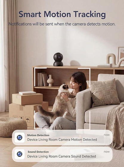 YYSY 2K 2.4G&5G Indoor Security Camera, 2 Packs Pet/Dog/Baby Security Camera with Phone App, 360° Pan-Tilt WiFi Cameras for Home Security, 2-Way Audio, Night Vision, Auto-Tracking, Privacy Mode