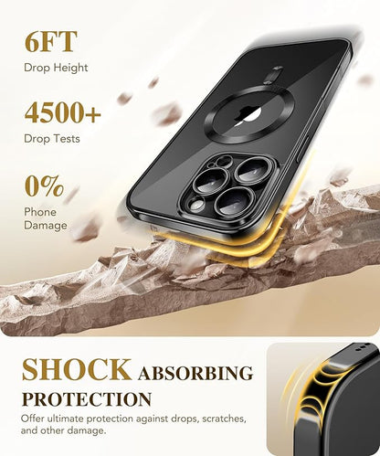 BERFY Magnetic for iPhone 16 Pro Case, Compatible with Magsafe, Built-in 9H Tempered Glass Screen Protector & Upgraded Camera Protection, Full-Body Plating Shockproof Phone Case for 16 Pro 6.3", Black
