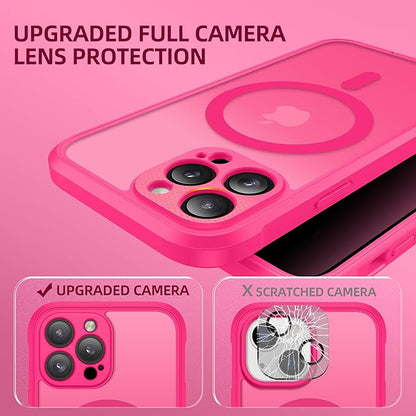 BERFY Magnetic for iPhone 13 Pro Max Case,Compatible with MagSafe,Built-in Privacy Screen Protector and Upgraded Camera Protection,Anti-Spy Full Body Shockproof Phone Case for 13 Pro Max 6.7",Hot Pink