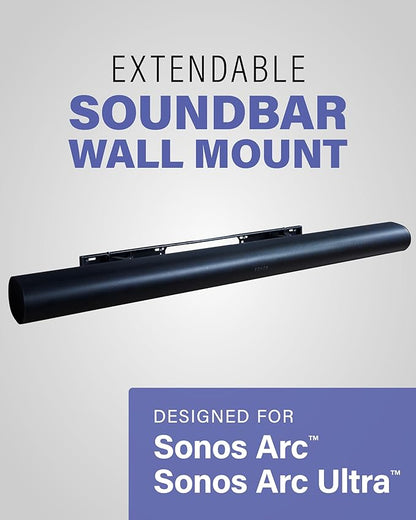 SANUS Extendable Soundbar Wall Mount for Sonos Arc & Sonos Arc Ultra Soundbar – 5” Depth Adjustment Optimized for Dolby Atmos - Black Speaker Mount