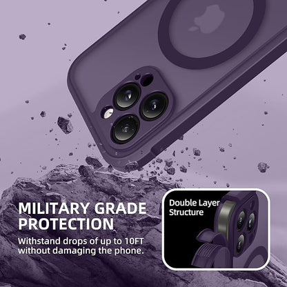 BERFY Magnetic for iPhone 13 Pro Max Case,Compatible with MagSafe,Built-in Privacy Screen Protector and Upgraded Camera Protection,Anti-Spy Full Body Shockproof Phone Case for 13 Pro Max 6.7",Purple