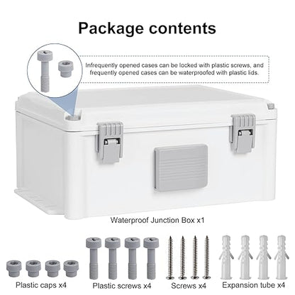 Namunanee Outdoor Electrical Junction Box, ABS Water Resistant Enclosure with Internal Mounting Panel & Hinged Cover (12.6" H x 9.4" L x 5.7" W)