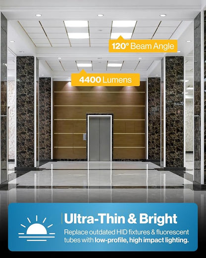 Sunco 24 Pack 2x2 LED Flat Panel Light for Drop Ceiling, Commercial Troffer Replacement Lighting Fixture, 4400 LM, 40W, Selectable CCT 4000K/5000K/6000K, Dimmable (0-10V), Dustproof ETL