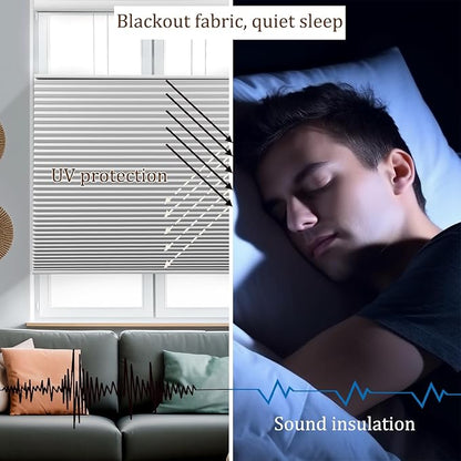 LEXEN Smart Top Down Bottom Up Honeycomb Shades WiFi Enabled Motorized Cellular Blinds Compatible with Alexa/Google Home Double Cellular Fabric Blackout Insulated Custom Sizes-Black
