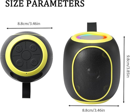 Portable Bluetooth Speaker – 8W HD audio quality, TWS stereo pairing, LED light show, compact and portable, suitable for outdoor use, can be used in cars, travel and parties, a cool teen gift(Yellow)