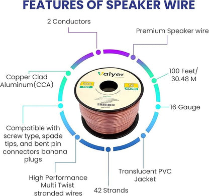 Home Stereo System Kit – 7.2 Channel 2500 W Bluetooth Amplifier w/ 4 Qty of 8” Framed Ceiling Speakers 300 W Each, Mic, 200 ft Speaker Wire & Remote Ideal for Home, Office, Restaurant by Vaiyer