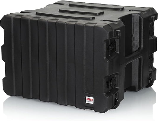 Gator Cases Pro Series 19" Depth 8U Rolling Rack Case with Recessed Wheels, Black