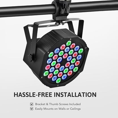 CO-Z Stage Lights 36 RGB LED Par Lights with Remote Control DJ Uplighting for Event Wedding Christmas Halloween Party Club Music Stage Lighting, 8 Pack