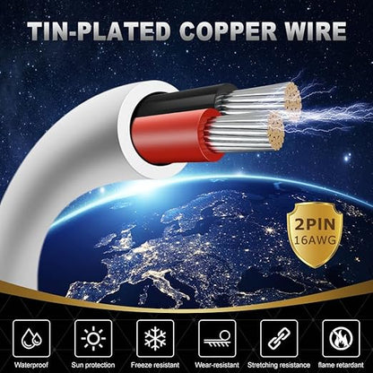 DEKIEVALE 18 Gauge 2 Conductor Electrical Wire, 16.4FT White Stranded Low Voltage 18/2 Cable PVC Case, 18 AWG Tinned Copper 2 Wire Extension Power Cable for LED Lamp Lighting, Automotive